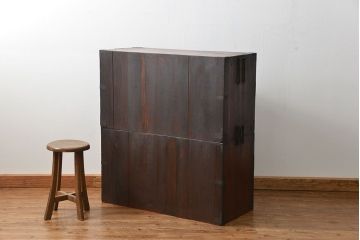 アンティーク家具　古民具・骨董 ☆味わい深い二段重ね時代箪笥(整理タンス、衣装箪笥)