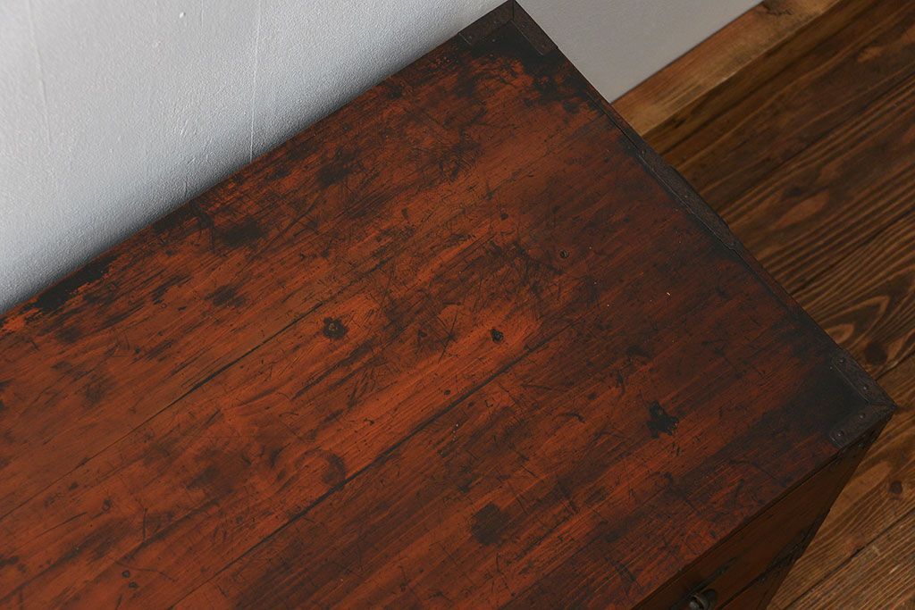 アンティーク家具　古民具・骨董 ☆味わい深い二段重ね時代箪笥(整理タンス、衣装箪笥)