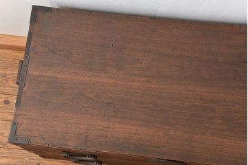 アンティーク家具　古民具・骨董 丸金具のシンプルな時代箪笥ローボード(ローチェスト)