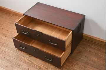 アンティーク家具　古民具・骨董 シックな時代箪笥ローボード(ローチェスト)