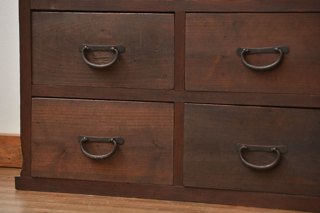 アンティーク家具　アンティーク 引き出し20杯 2段重ね収納箪笥(収納棚、飾り棚、薬箪笥、百味箪笥、チェスト)