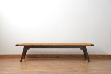 中古 ビンテージ 松本民芸家具 ラッシ長スツール(1)(ベンチ、長椅子、イス)定価約186000円