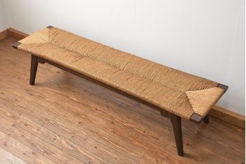 中古 ビンテージ 松本民芸家具 ラッシ長スツール(1)(ベンチ、長椅子、イス)定価約186000円