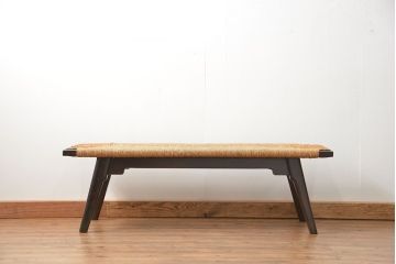 中古 ビンテージ 松本民芸家具 ラッシ長スツール(4)(ベンチ、長椅子、イス)