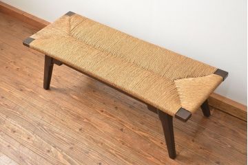 中古 ビンテージ 松本民芸家具 ラッシ長スツール(4)(ベンチ、長椅子、イス)