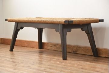 中古 ビンテージ 松本民芸家具 ラッシ長スツール(4)(ベンチ、長椅子、イス)