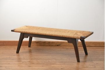 中古 ビンテージ 松本民芸家具 ラッシ長スツール(4)(ベンチ、長椅子、イス)