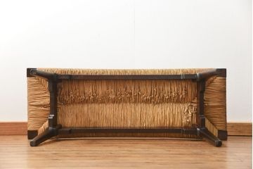 中古 ビンテージ 松本民芸家具 ラッシ長スツール(4)(ベンチ、長椅子、イス)