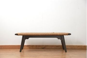 中古 ビンテージ 松本民芸家具 ラッシ長スツール(5)(ベンチ、長椅子、イス)