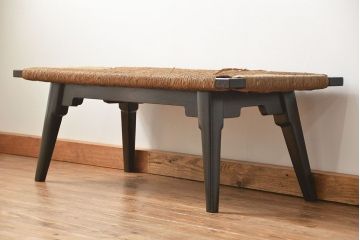 中古 ビンテージ 松本民芸家具 ラッシ長スツール(5)(ベンチ、長椅子、イス)
