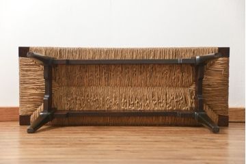 中古 ビンテージ 松本民芸家具 ラッシ長スツール(5)(ベンチ、長椅子、イス)