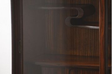 アンティーク家具　アンティーク 前面縞黒檀の美しい二段重ね茶箪笥(収納棚)