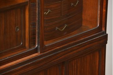 アンティーク家具　アンティーク 前面縞黒檀の美しい二段重ね茶箪笥(収納棚)