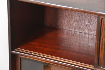 アンティーク家具　アンティーク 前面縞黒檀の美しい二段重ね茶箪笥(収納棚)