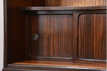 アンティーク家具　アンティーク 前面縞黒檀の美しい二段重ね茶箪笥(収納棚)