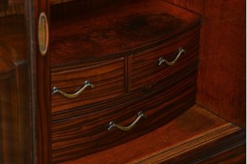 アンティーク家具　アンティーク 前面縞黒檀の美しい二段重ね茶箪笥(収納棚)