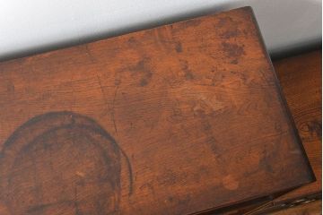 アンティーク家具　アンティーク 前面縞黒檀の美しい二段重ね茶箪笥(収納棚)