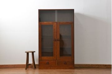 レトロ家具　昭和レトロ シンプルで大振りな本箱(アンティークブックケース、収納棚)