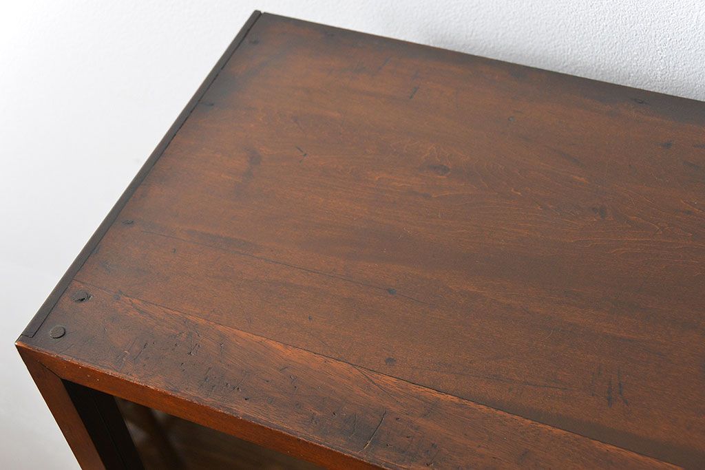 レトロ家具　昭和レトロ シンプルで大振りな本箱(アンティークブックケース、収納棚)
