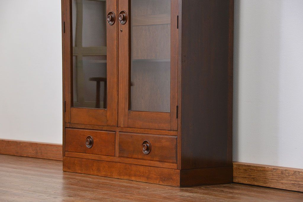 レトロ家具　昭和レトロ シンプルで大振りな本箱(アンティークブックケース、収納棚)