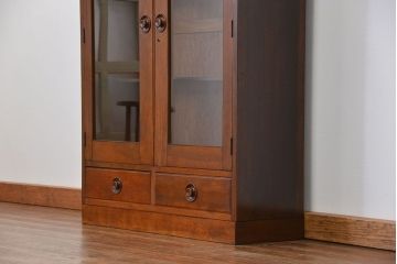 レトロ家具　昭和レトロ シンプルで大振りな本箱(アンティークブックケース、収納棚)