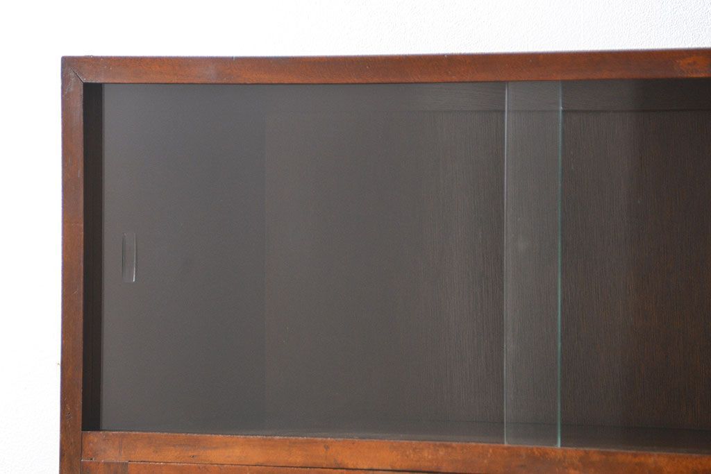 レトロ家具　昭和レトロ シンプルで大振りな本箱(アンティークブックケース、収納棚)