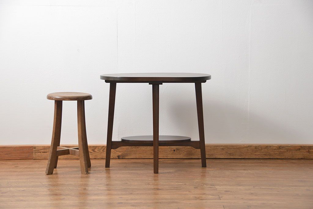 レトロ家具　昭和レトロ かわいいデザイン!上質なラウンドテーブル(カフェテーブル、コーヒーテーブル、サイドテーブル、センターテーブル)