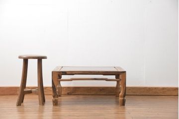 アンティーク家具　古民具・骨董 杢目の素晴らしい欅材と黒柿無垢材の高級座卓(1)(テーブル、座机)