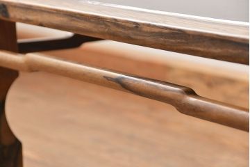 アンティーク家具　古民具・骨董 杢目の素晴らしい欅材と黒柿無垢材の高級座卓(1)(テーブル、座机)