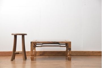 アンティーク家具　古民具・骨董 杢目の素晴らしい欅材と黒柿無垢材の高級座卓(2)(テーブル、座机)