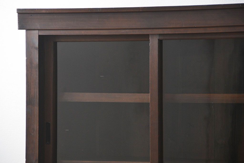 アンティーク家具　古民具・骨董 シンプルな四尺関西収納棚(水屋箪笥、ガラスケース、飾り棚)