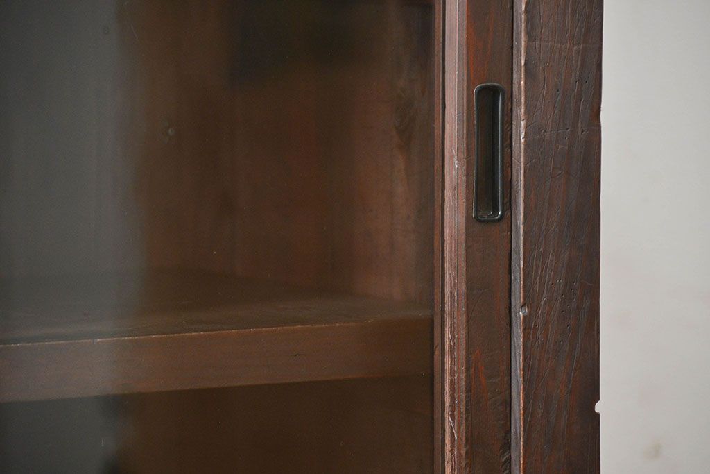 アンティーク家具　古民具・骨董 シンプルな四尺関西収納棚(水屋箪笥、ガラスケース、飾り棚)