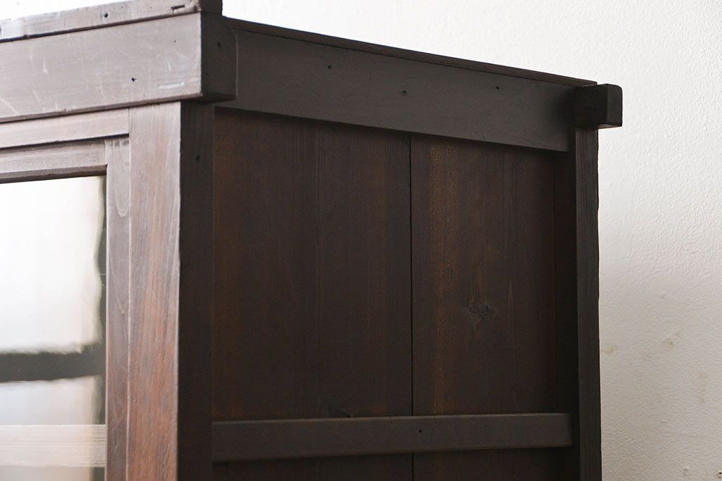 アンティーク家具　古民具・骨董 シンプルな四尺関西収納棚(水屋箪笥、ガラスケース、飾り棚)