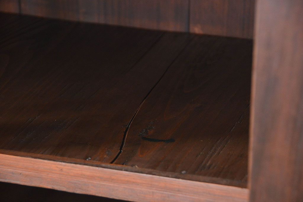 アンティーク家具　古民具・骨董 シンプルな四尺関西収納棚(水屋箪笥、ガラスケース、飾り棚)