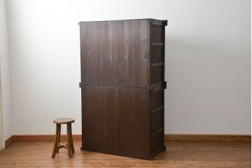 アンティーク家具　古民具・骨董 シンプルな四尺関西収納棚(水屋箪笥、ガラスケース、飾り棚)