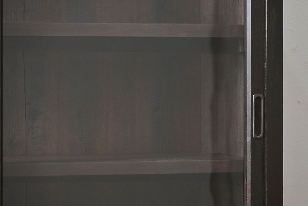 アンティーク家具　古民具・骨董　シックな15杯引き出し収納棚(ガラスケース、飾り棚、百味箪笥、薬箪笥)