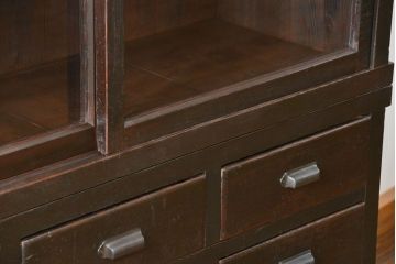 アンティーク家具　古民具・骨董　シックな15杯引き出し収納棚(ガラスケース、飾り棚、百味箪笥、薬箪笥)