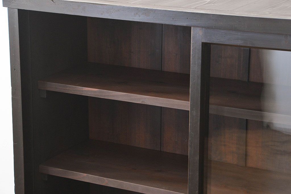 アンティーク家具　古民具・骨董　シックな15杯引き出し収納棚(ガラスケース、飾り棚、百味箪笥、薬箪笥)