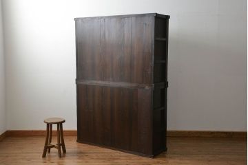 アンティーク家具　古民具・骨董　シックな15杯引き出し収納棚(ガラスケース、飾り棚、百味箪笥、薬箪笥)