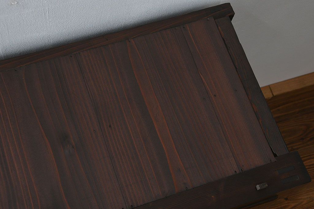 アンティーク家具　古民具・骨董　シックな15杯引き出し収納棚(ガラスケース、飾り棚、百味箪笥、薬箪笥)