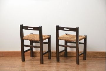 中古 ビンテージ 松本民芸家具 ラッシチェア2脚セット(1) (イス、椅子)