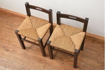 中古 ビンテージ 松本民芸家具 ラッシチェア2脚セット(2) (イス、椅子)