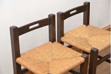 中古 ビンテージ 松本民芸家具 ラッシチェア2脚セット(2) (イス、椅子)