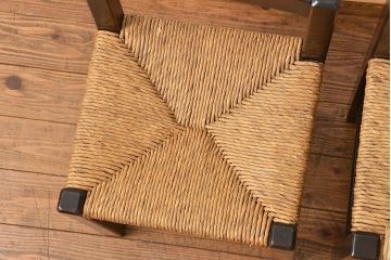 中古 ビンテージ 松本民芸家具 ラッシチェア2脚セット(2) (イス、椅子)