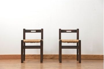 中古 ビンテージ 松本民芸家具 ラッシチェア2脚セット(3) (イス、椅子)