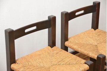 中古 ビンテージ 松本民芸家具 ラッシチェア2脚セット(3) (イス、椅子)