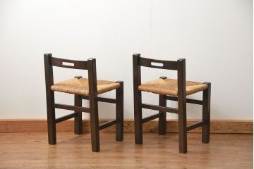 中古 ビンテージ 松本民芸家具 ラッシチェア2脚セット(3) (イス、椅子)
