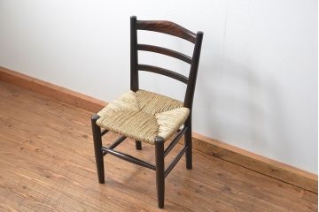 中古 ビンテージ 松本民芸家具 ゴッホ型ラダーバックチェア 定価約86000円(イス、椅子)