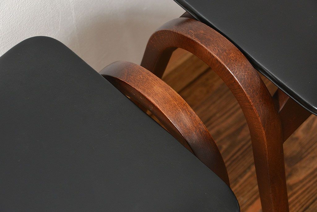 中古 ビンテージ 秋田木工  スタッキングスツール2脚セット(1)(イス、椅子)