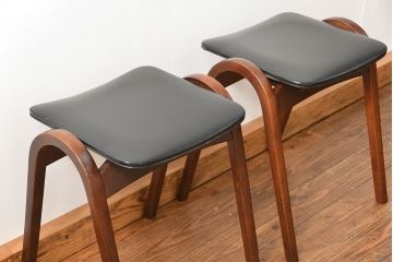 中古 ビンテージ 秋田木工  スタッキングスツール2脚セット(1)(イス、椅子)